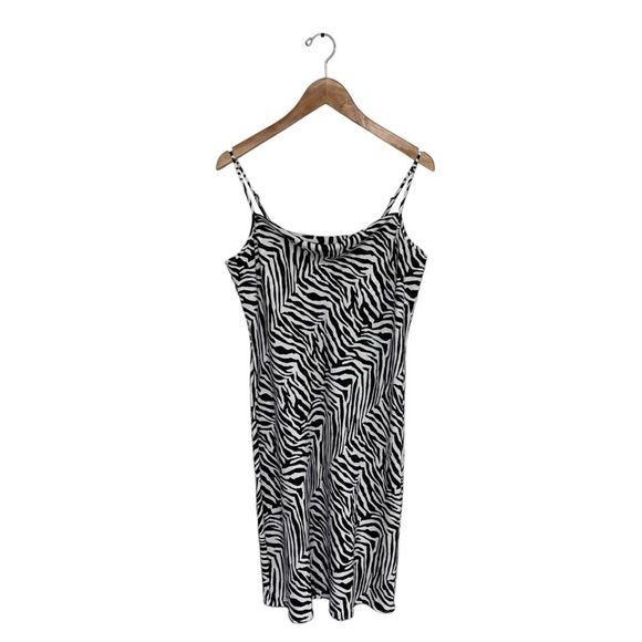 Banana Republic Slip Dress Women’s Size 4 US Zebra Print White Black Mini Length - Picture 1 of 10